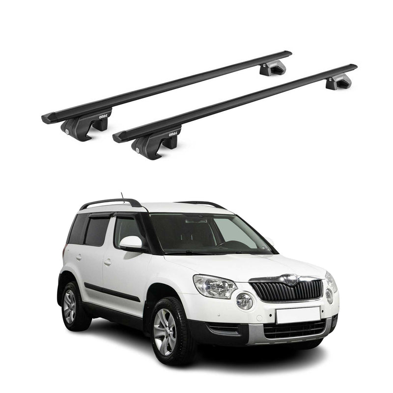 Dachträger Grundtäger für Skoda Yeti 2009-2013 Pre-FL 90kg Alu Schwarz 2 tlg ABE