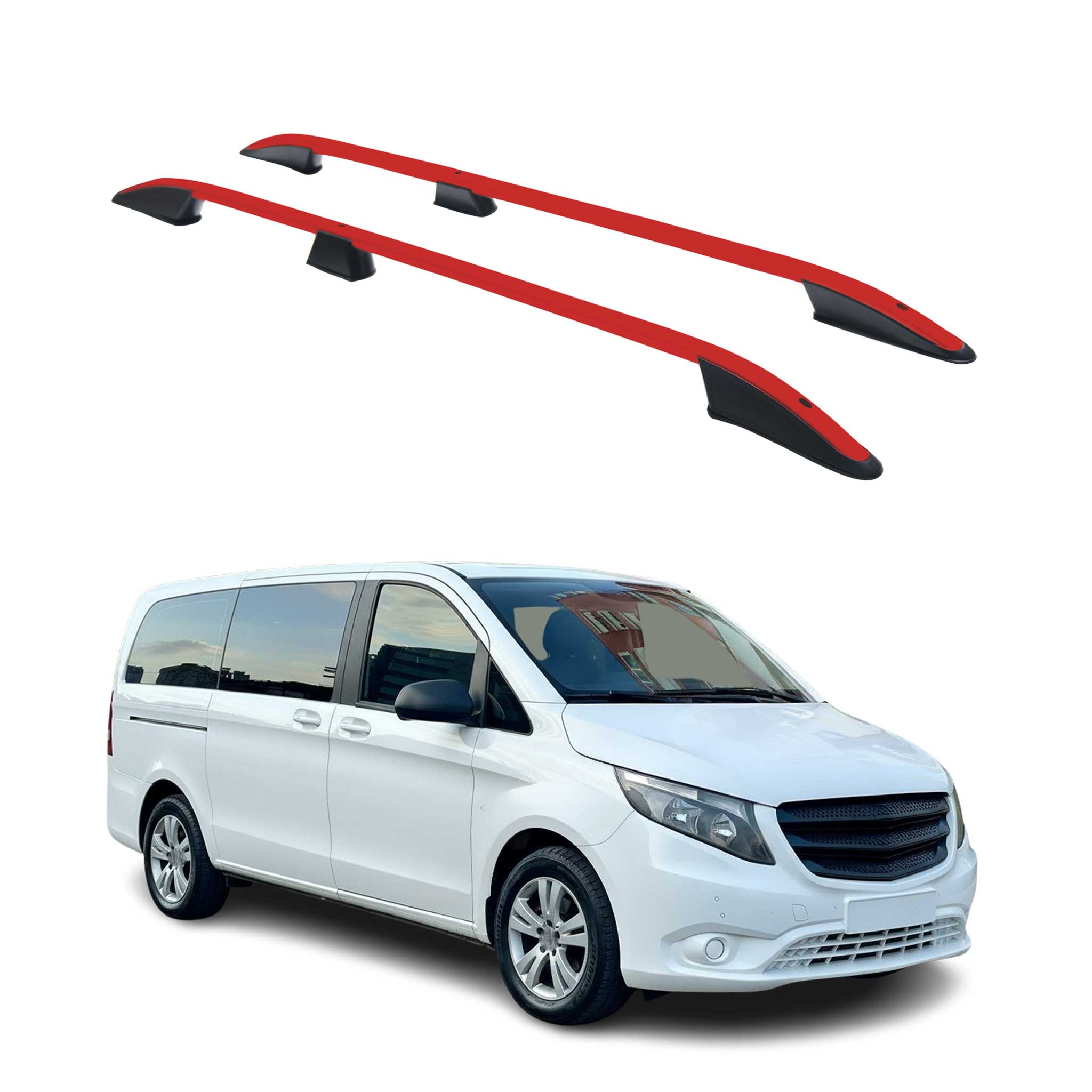 Dachreling für Mercedes Vito W639 W447 2003-2026 L2 Mittel Alu ABE Rot