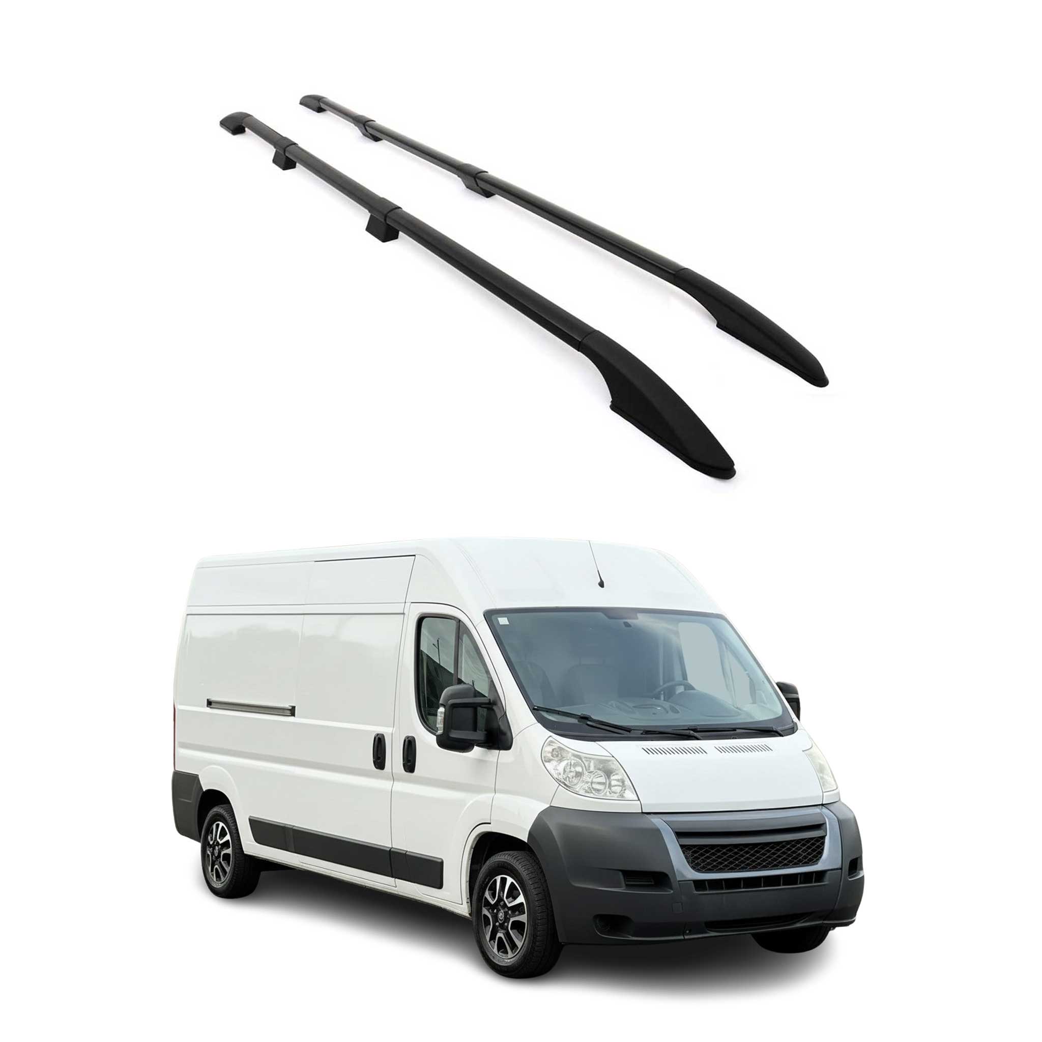 Dachreling Relingträger für Peugeot Boxer II 2006-2024 L3 H2 Alu Schwarz 2 tlg