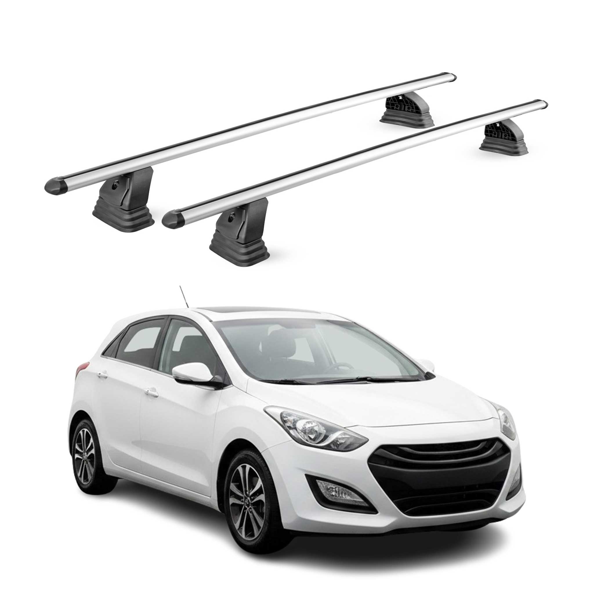 Alu Dachträger für Hyundai i30 II 2012-2016 TÜV T-Nut Abschließbar 2tlg Silber