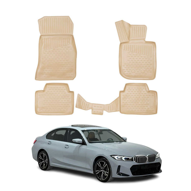 OMAC Gummimatten Fußmatten für BMW 3er Limo Touring G20 G21 2019-2025 Beige 4x