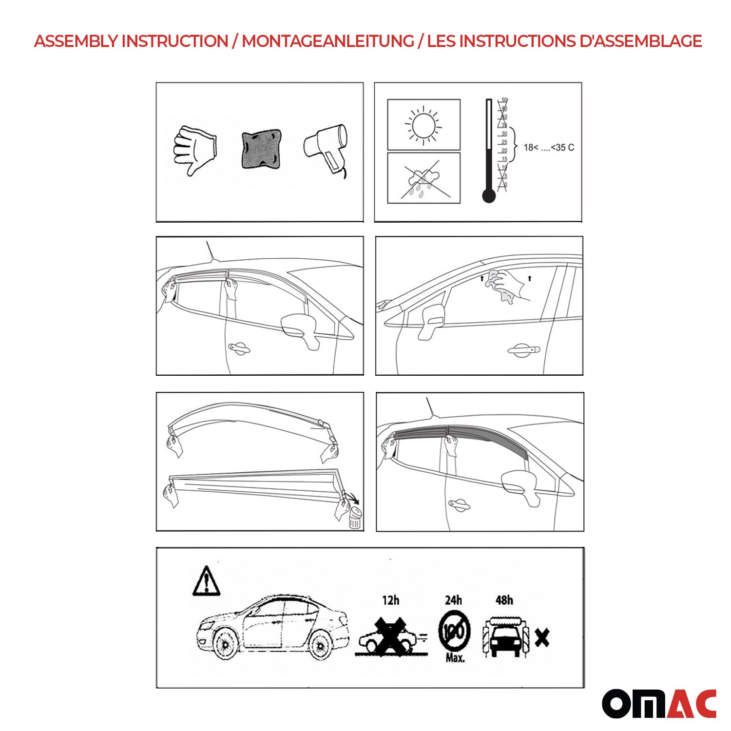 Windabweiser Regenabweiser für Mercedes Vito W639 2003-2014 Schwarz 2tlg