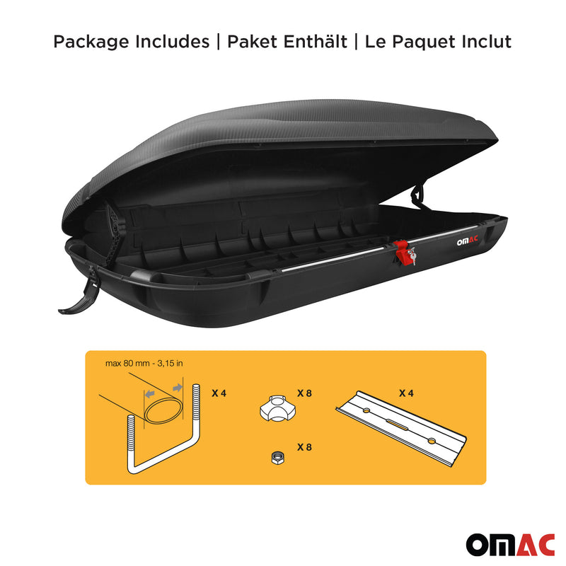 OMAC Dachbox Dachkoffer Gepäckbox 400 Liter Carbonlook Abschließbar Autobox