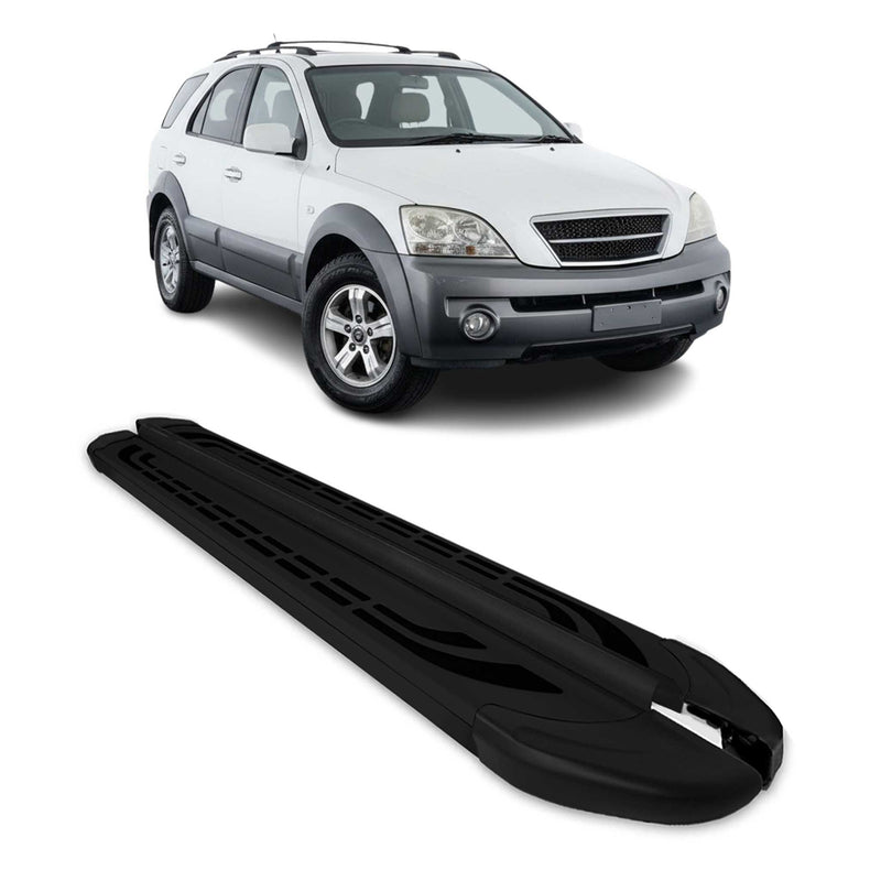 Trittbretter Seitenschweller Seitenbretter für Kia Sorento 2002-2009 Alu Schwarz