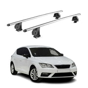 Alu Dachträger für Seat Leon III 2012-2020 TÜV T-Nut Abschließbar 2tlg Silber
