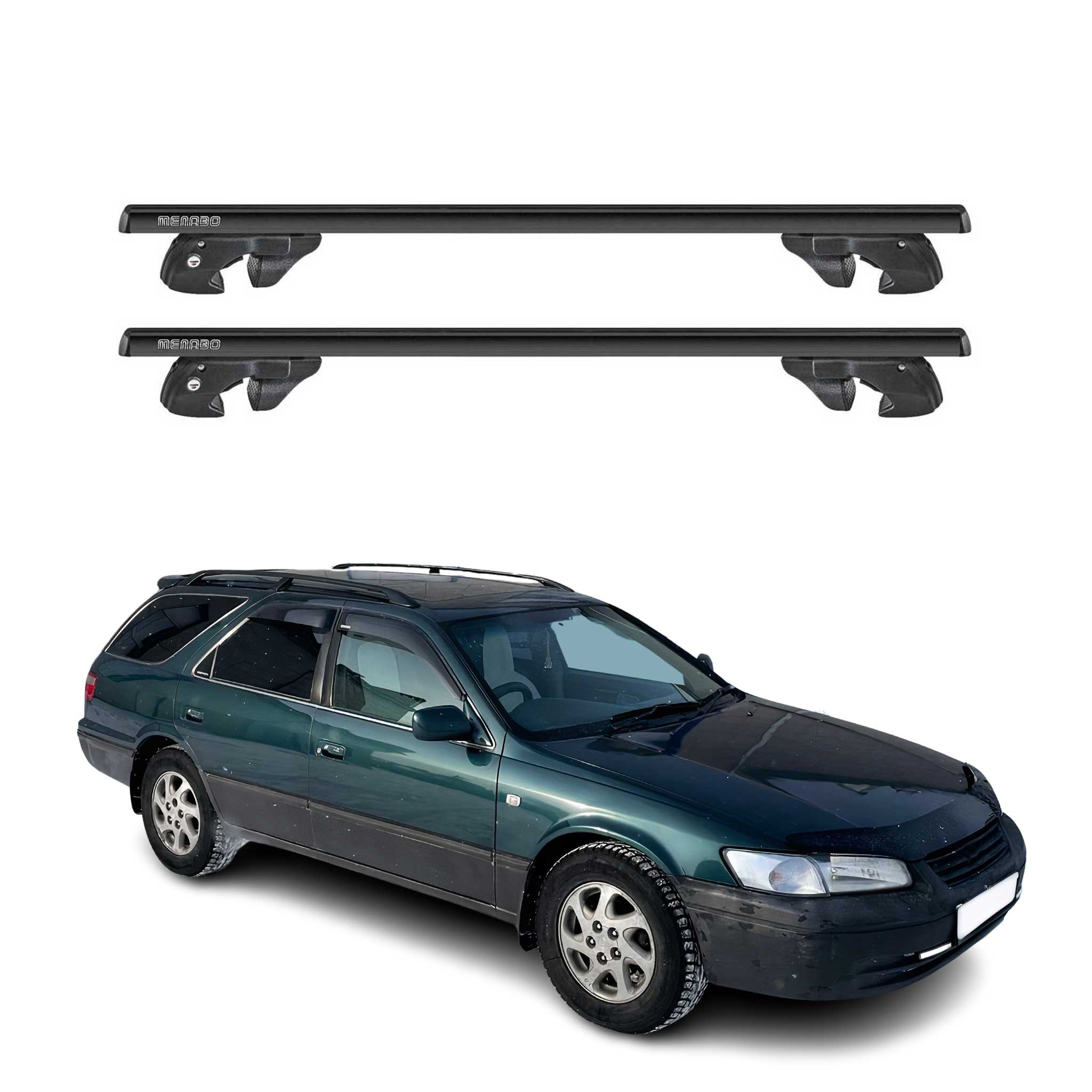 Dachträger für Toyota Camry XV10 XV20 Limo 1991-2002 Alu 90kg TÜV Schwarz 2tlg