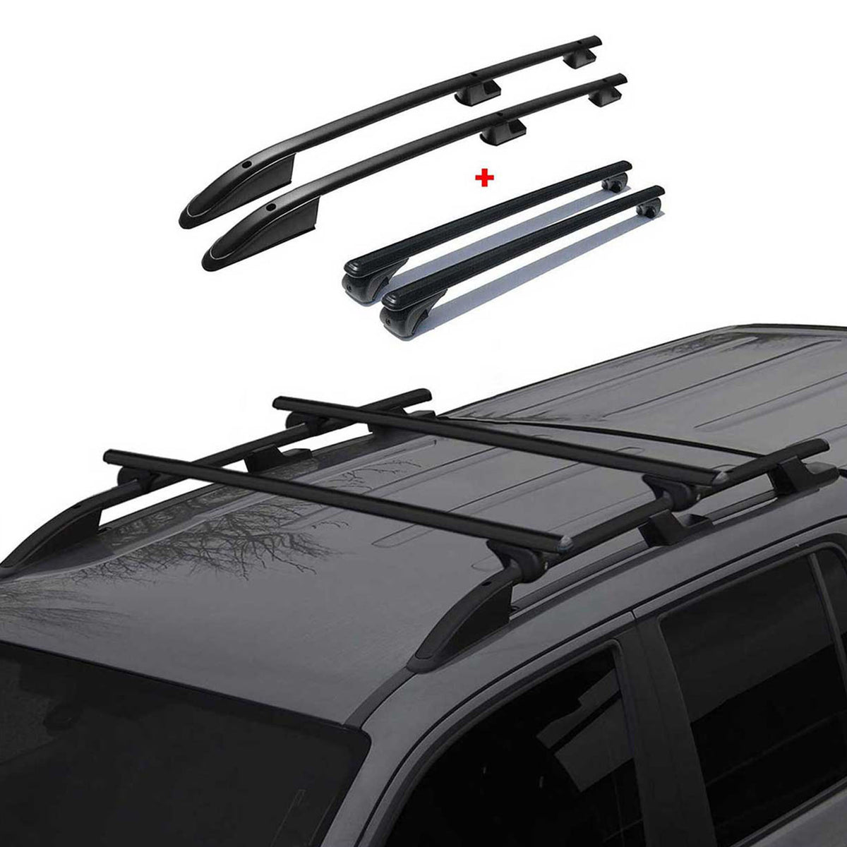 Dachreling + Dachträger für Ford Transit / E-Transit 2015-2026 L3 Schwarz Alu