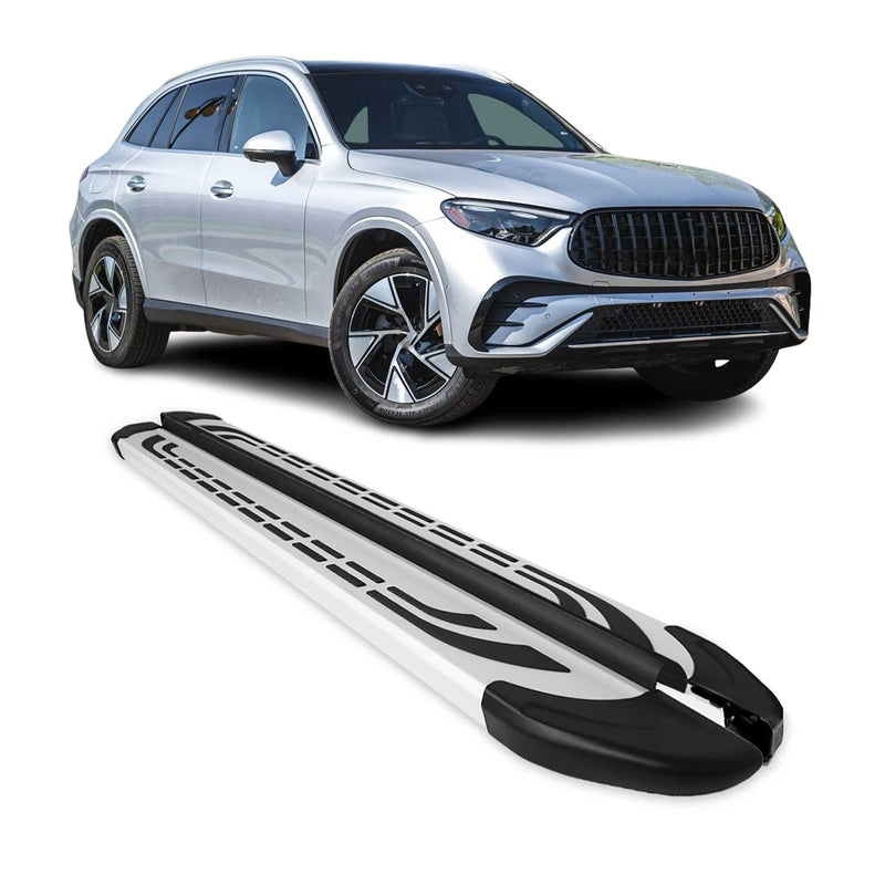 Trittbretter Seitenschweller für Mercedes GLC X254 2022-2025 Silber Alu 2 tlg