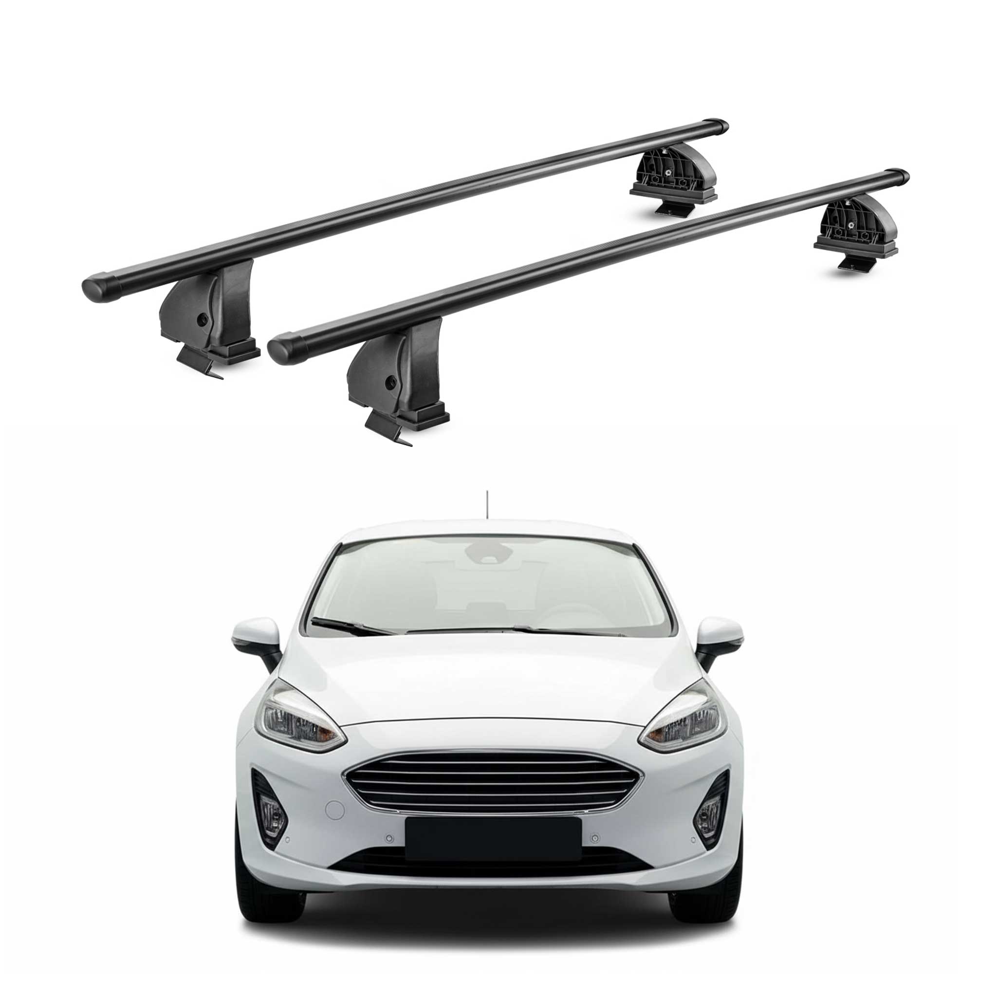 Stahl Dachträger für Ford Fiesta VII Schrägheck 2018-2023 5Tür 2tlg Schwarz
