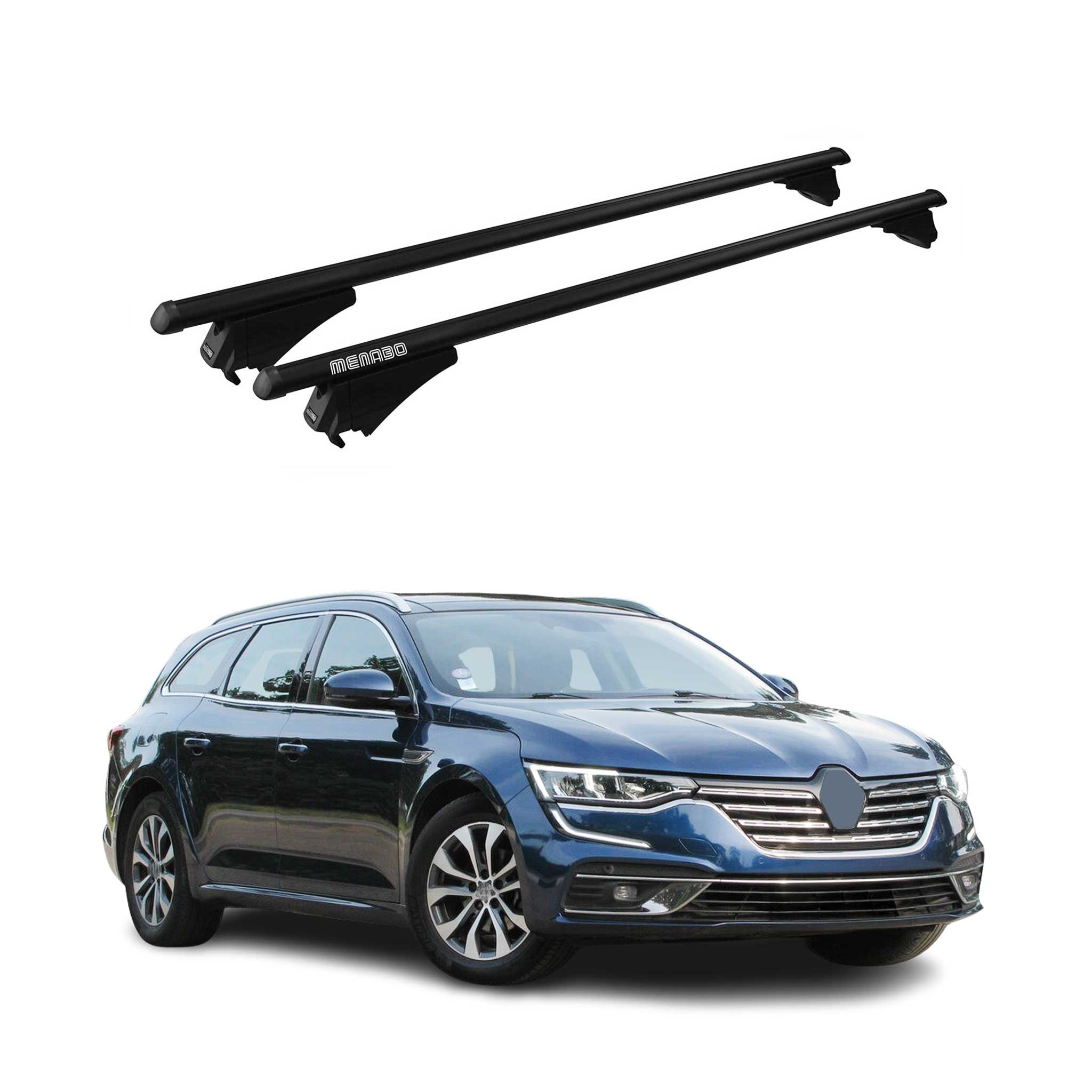 Menabo Dachträger für Renault Talisman Grandtour 2015-2022 75kg Alu Schwarz 2x