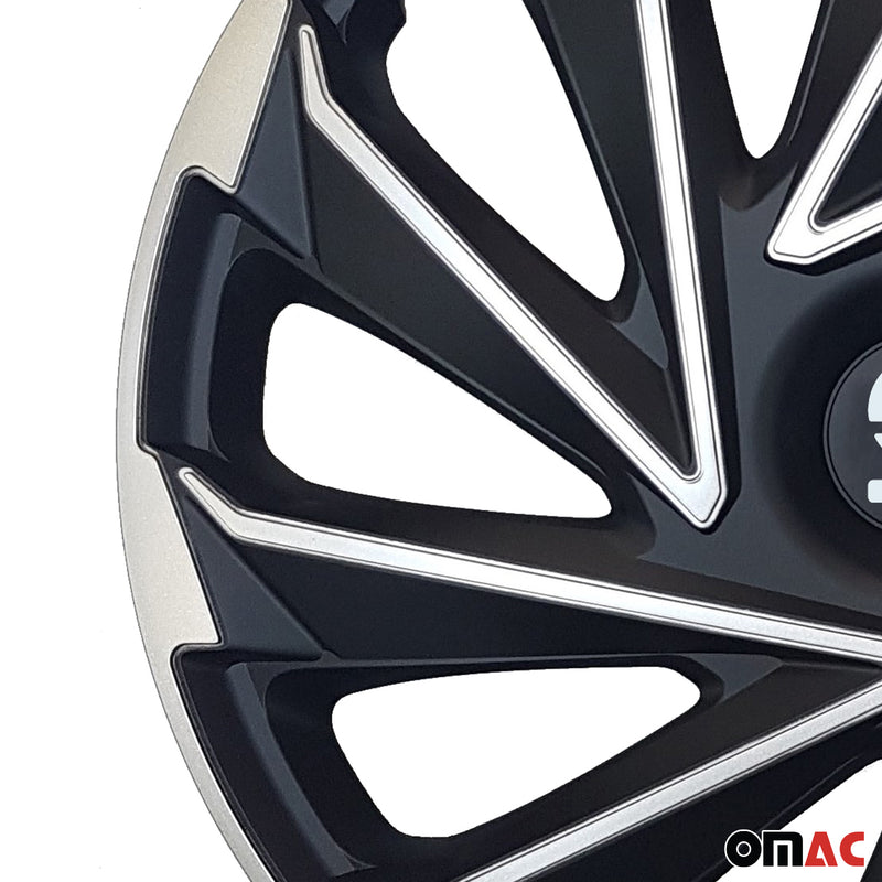 Radkappen Radzierblenden Sparco Varese 15" Zoll Abdeckung Set Silber Schwarz 4x