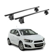 Stahl Dachträger für Chevrolet Aveo II Schrägheck 2012-2016 Pre-FL 2tlg Schwarz