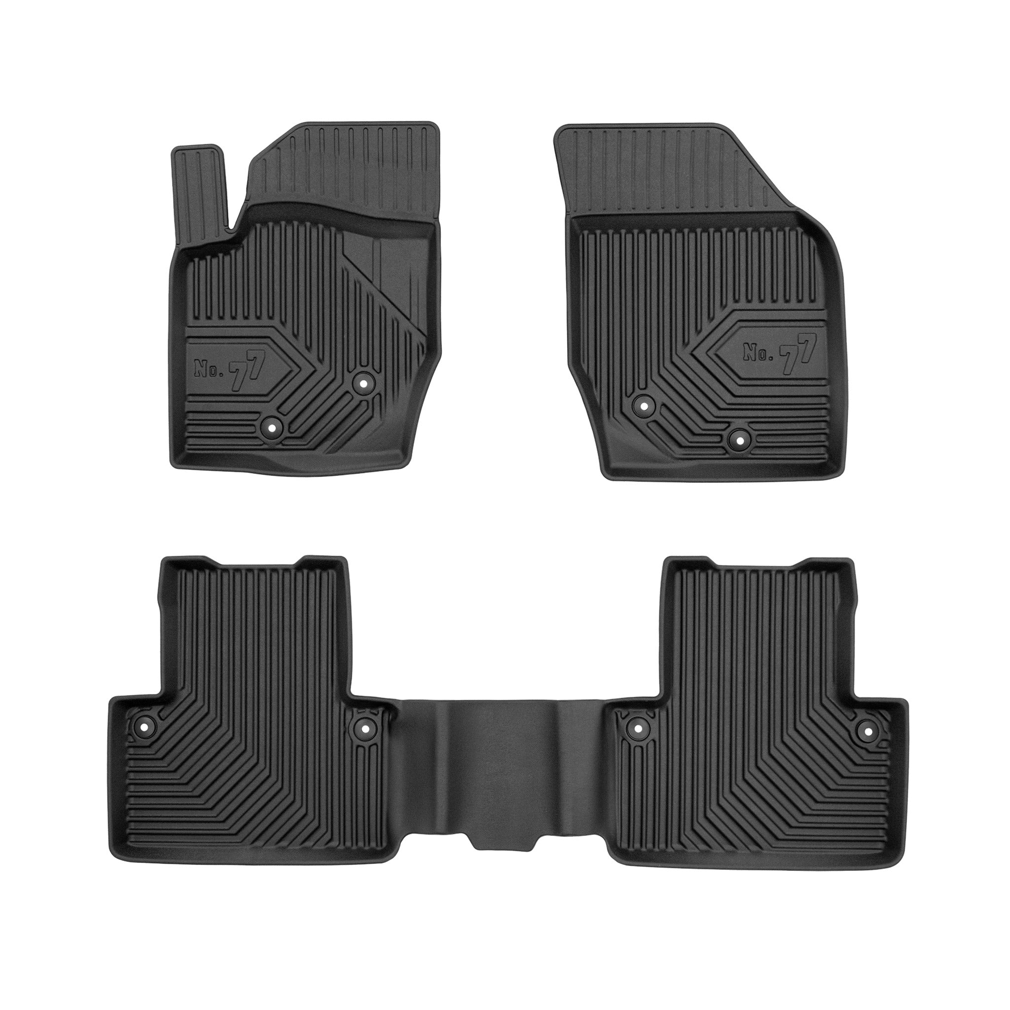 Fußmatten Gummimatten No.77 für Volvo XC90 I 2002-2014 TPE Gummi Schwarz 3 tlg
