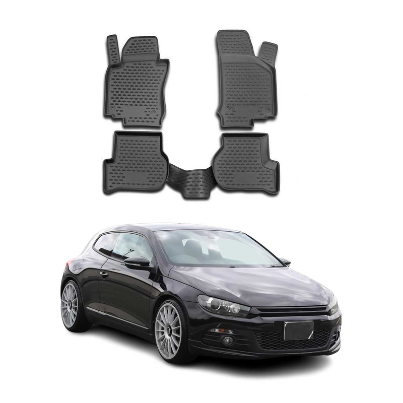 OMAC Gummimatten Fußmatten für VW Scirocco 2008-2017 TPE Automatten Schwarz 4x
