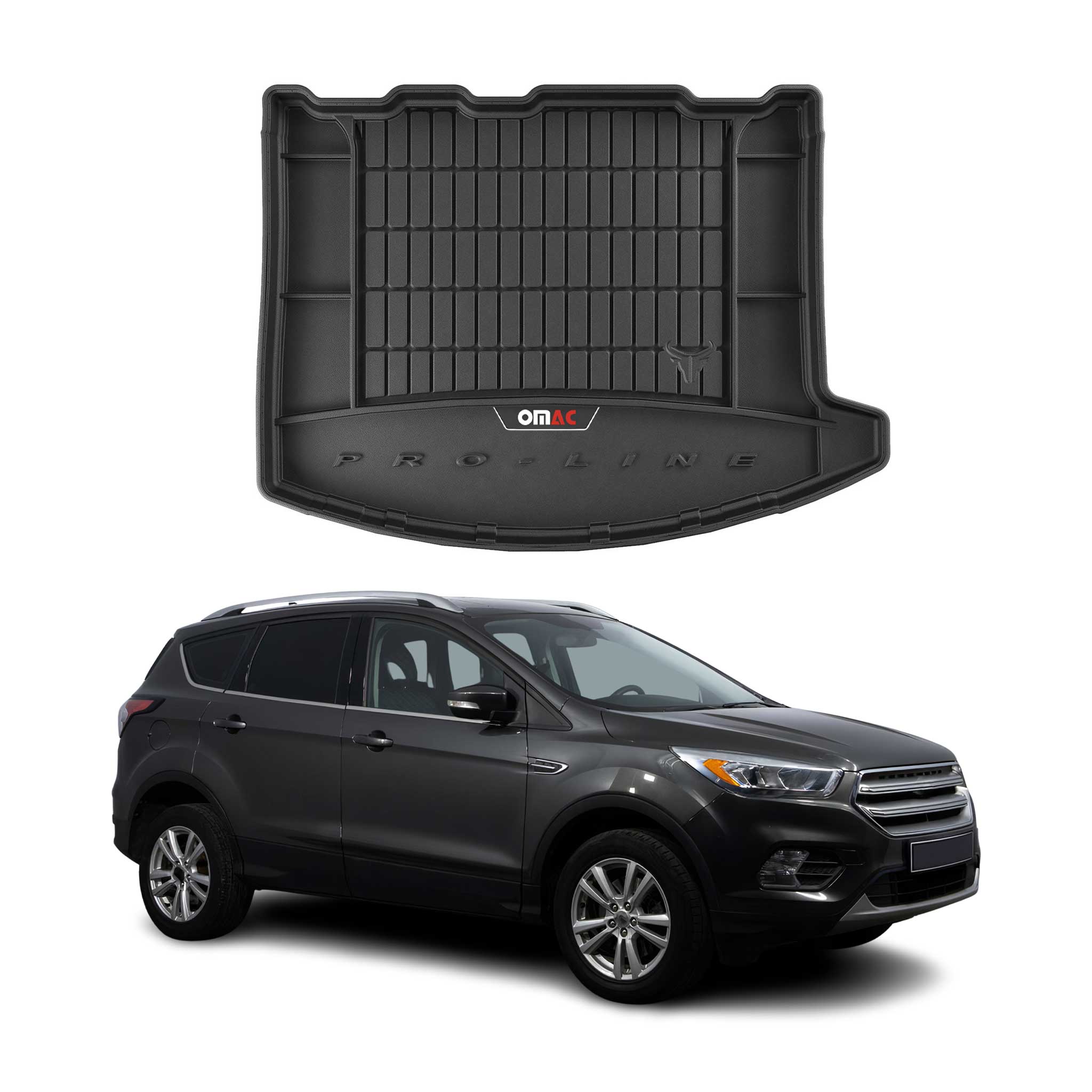 OMAC Gummi Kofferraumwanne für Ford Kuga II 2012-2019 TPE Laderaumwanne Schwarz