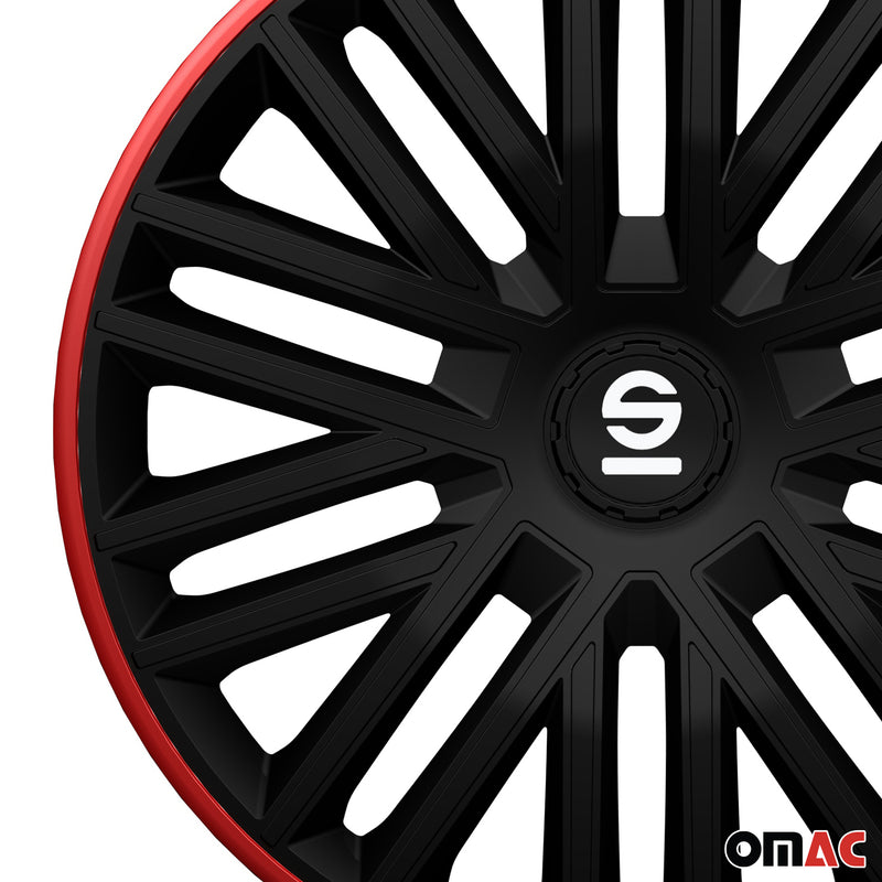 Radkappen Radzierblenden Sparco Bergamo 15" Zoll Abdeckung Set Schwarz Silber 4x