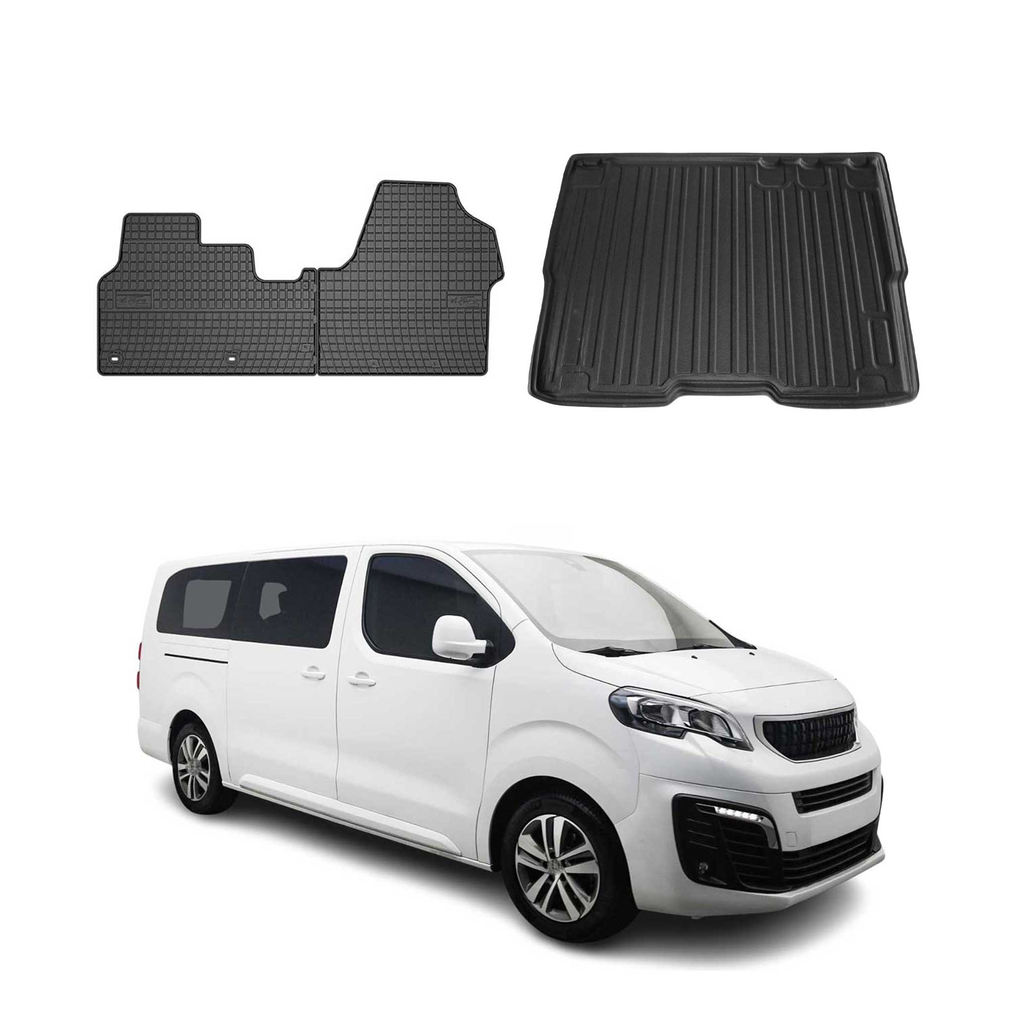 Fußmatten & Kofferraumwanne Set für Peugeot Expert Traveller 2016-2026 Gummi 3x