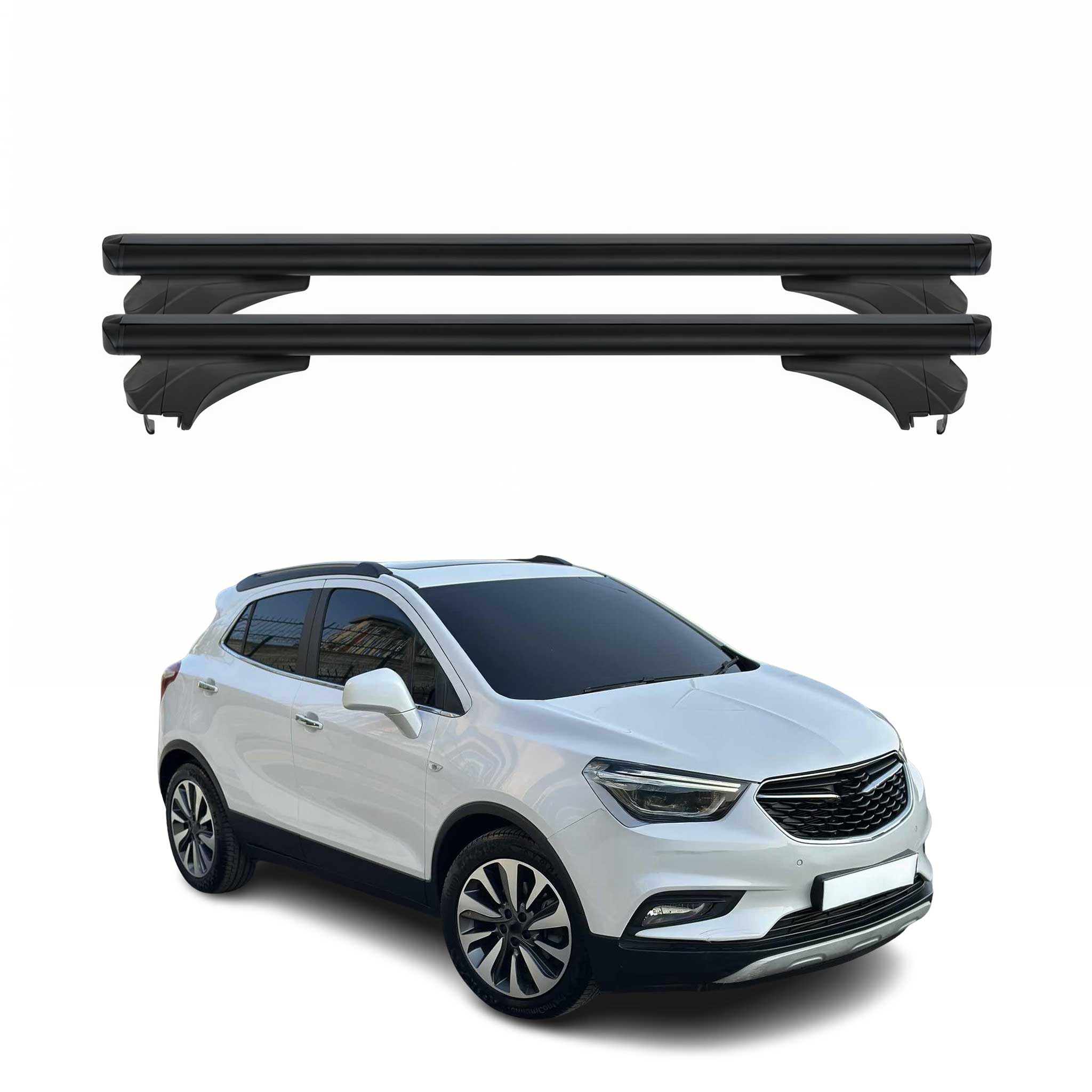 Menabo Dachträger Grundtäger für Opel Mokka X 2016-2020 FL Aluminium Schwarz 2x