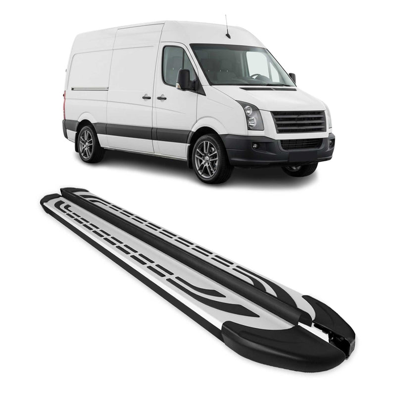 Trittbretter Seitenschweller für VW Crafter 2006-2017 L2 L3 Langer Alu Schwarz