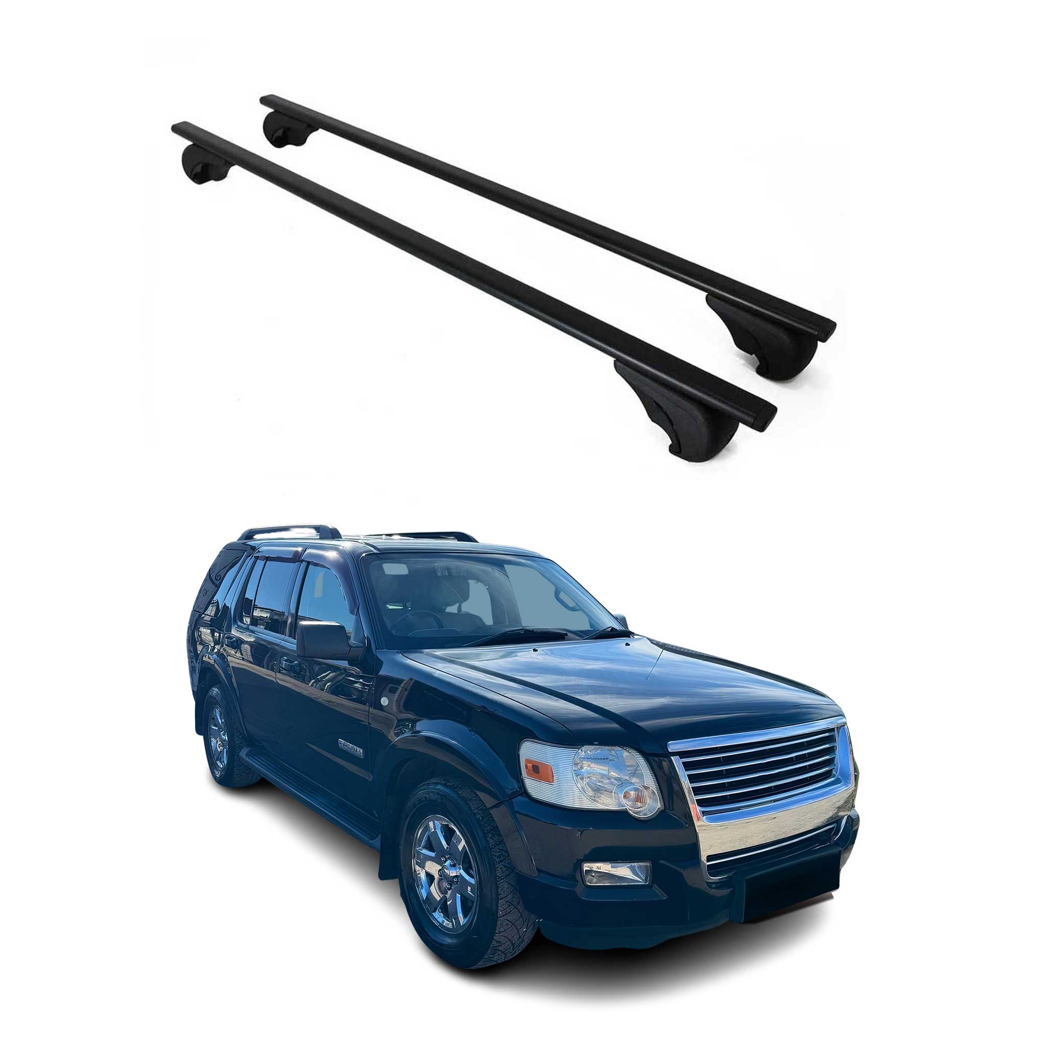 Dachträger Grundtäger für Ford Explorer 2006-2010 75kg Metall Schwarz 2 tlg