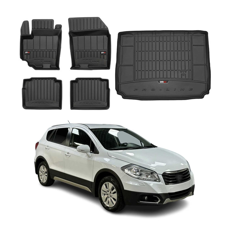 OMAC Fußmatten & Kofferraumwanne Set für Suzuki SX4 S-Cross 2013-2025 Gummi 5x