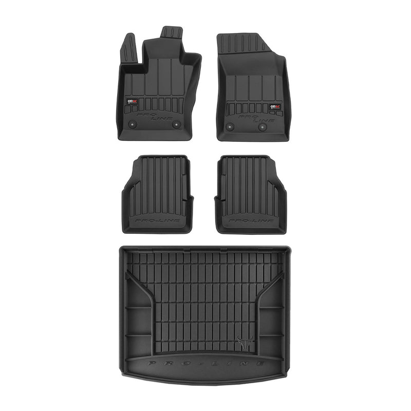 OMAC Fußmatten & Kofferraumwanne Set für Jeep Compass 2016-2024 Gummi Schwarz 5x