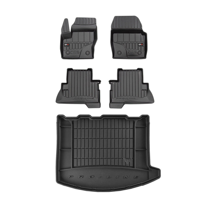 OMAC Fußmatten & Kofferraumwanne Set für Ford Kuga 2013-2019 Gummi Schwarz 5x