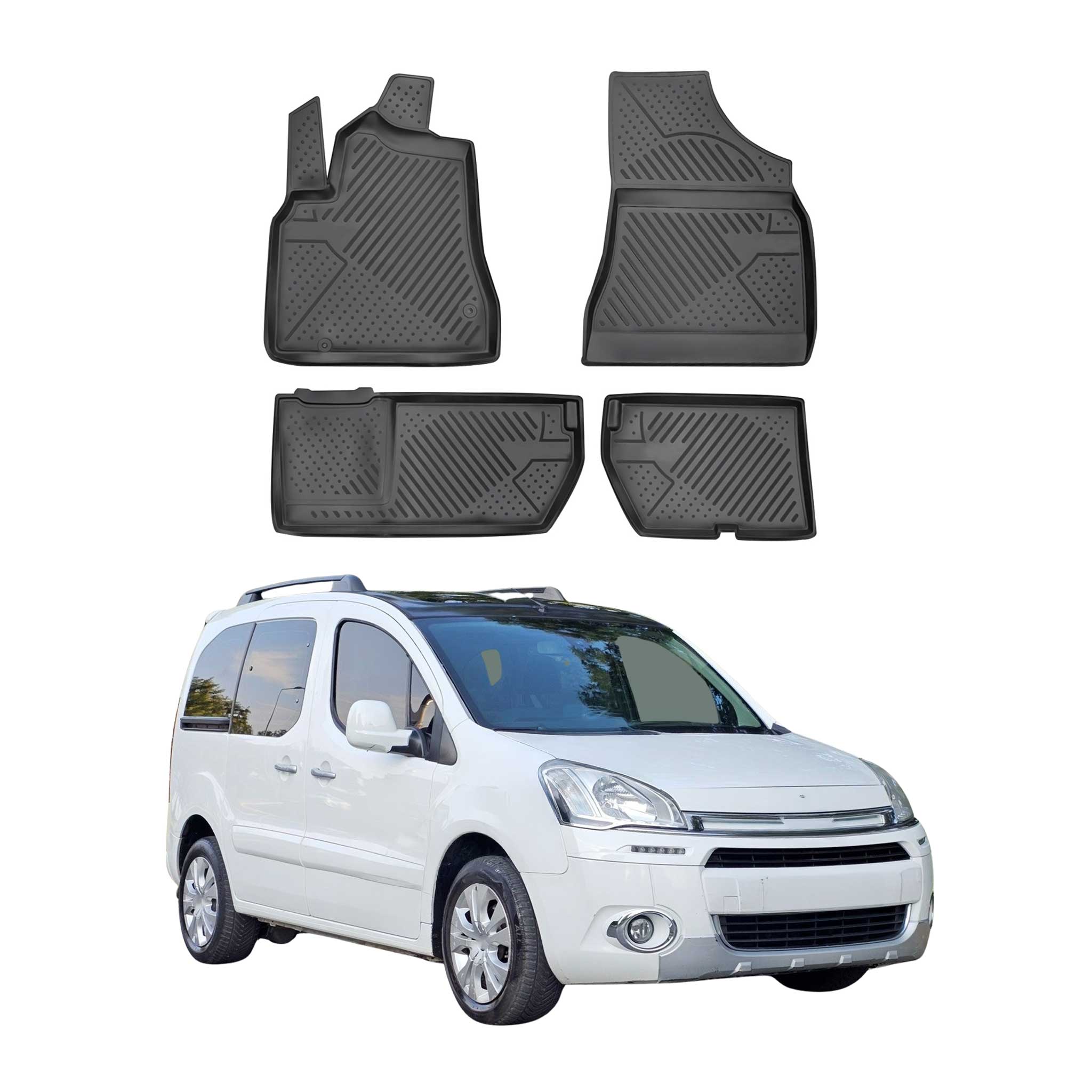 OMAC Gummimatten Fußmatten für Citroen Berlingo 2008-2018 TPE Matten Schwarz 4x