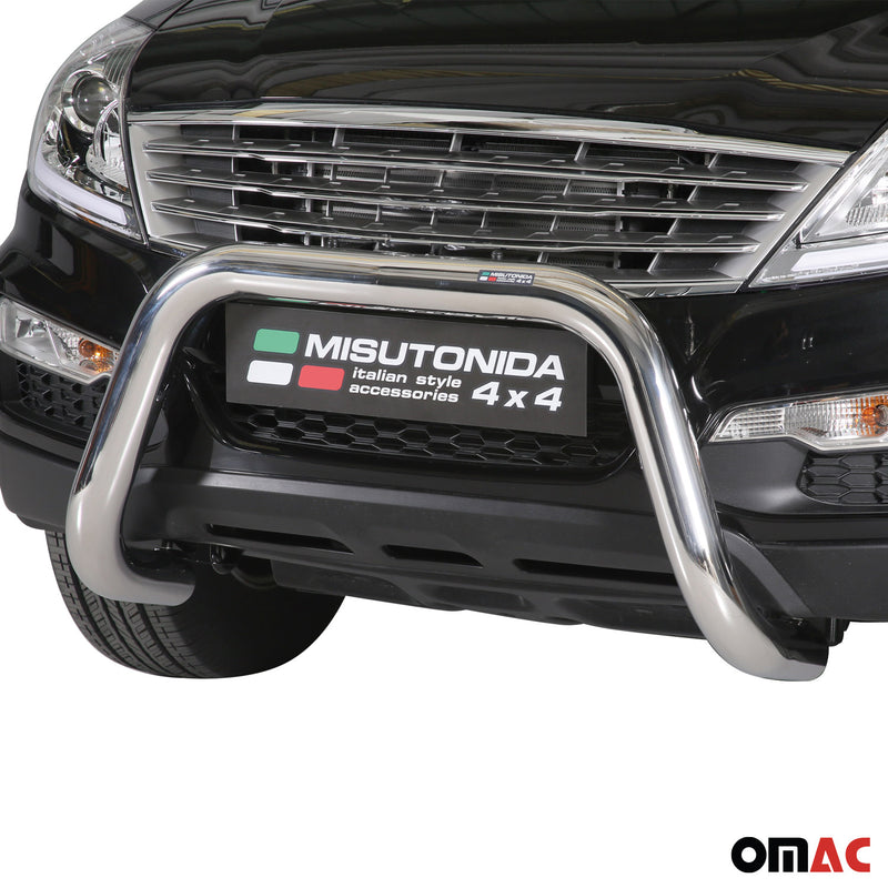 Frontbügel Frontschutzbügel für Ssangyong Rexton W 2013-2017 ø76mm Stahl Silber