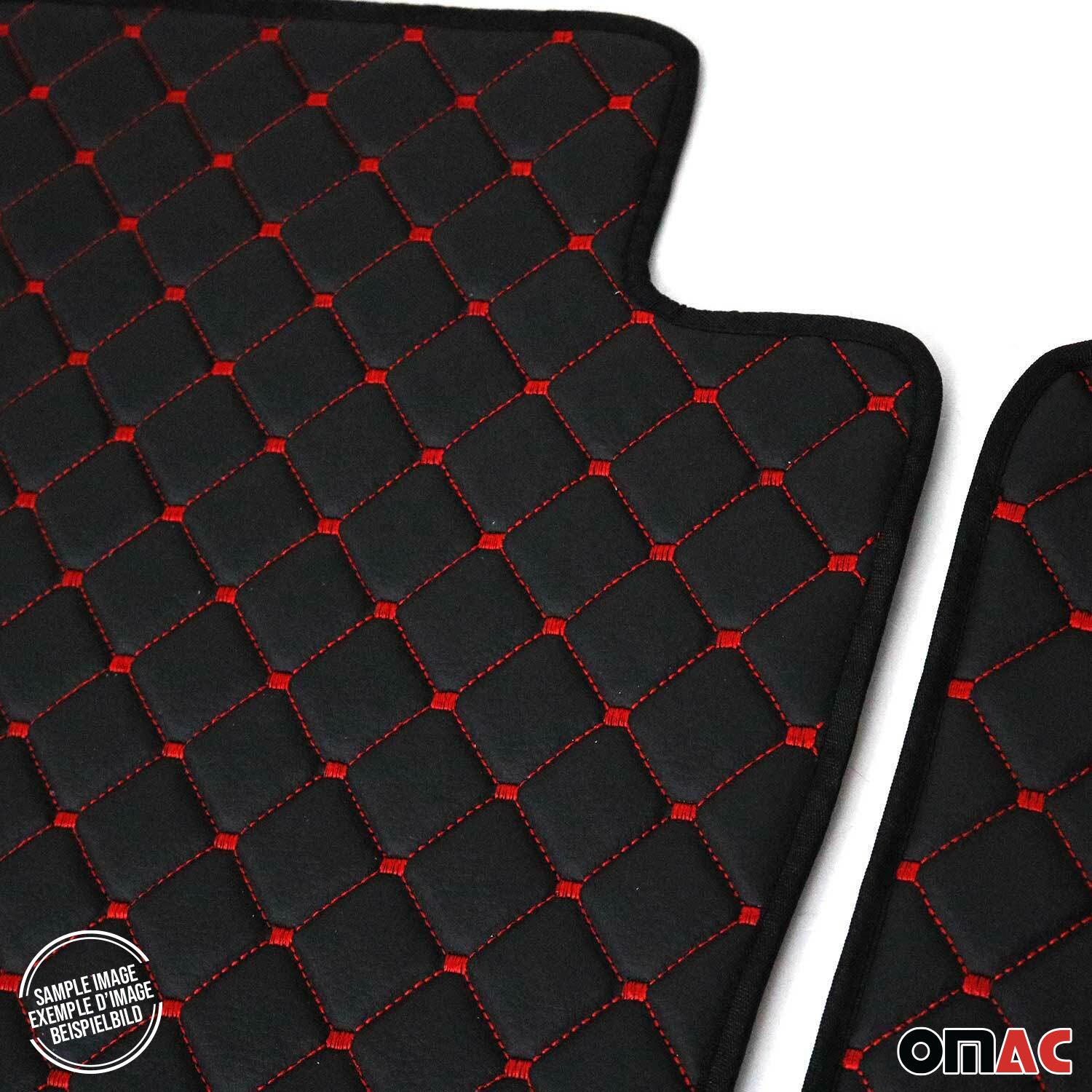 Fußmatten Leder Automatten für BMW 5er F10 2010-2017 Kunstleder Schwarz Rot 4tlg