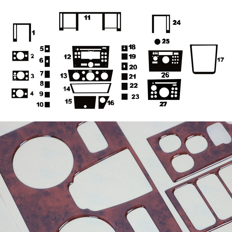 Innenraum Dekor Cockpit für Opel Vectra C 2002-2008 Wurzelholz Optik 27tlg