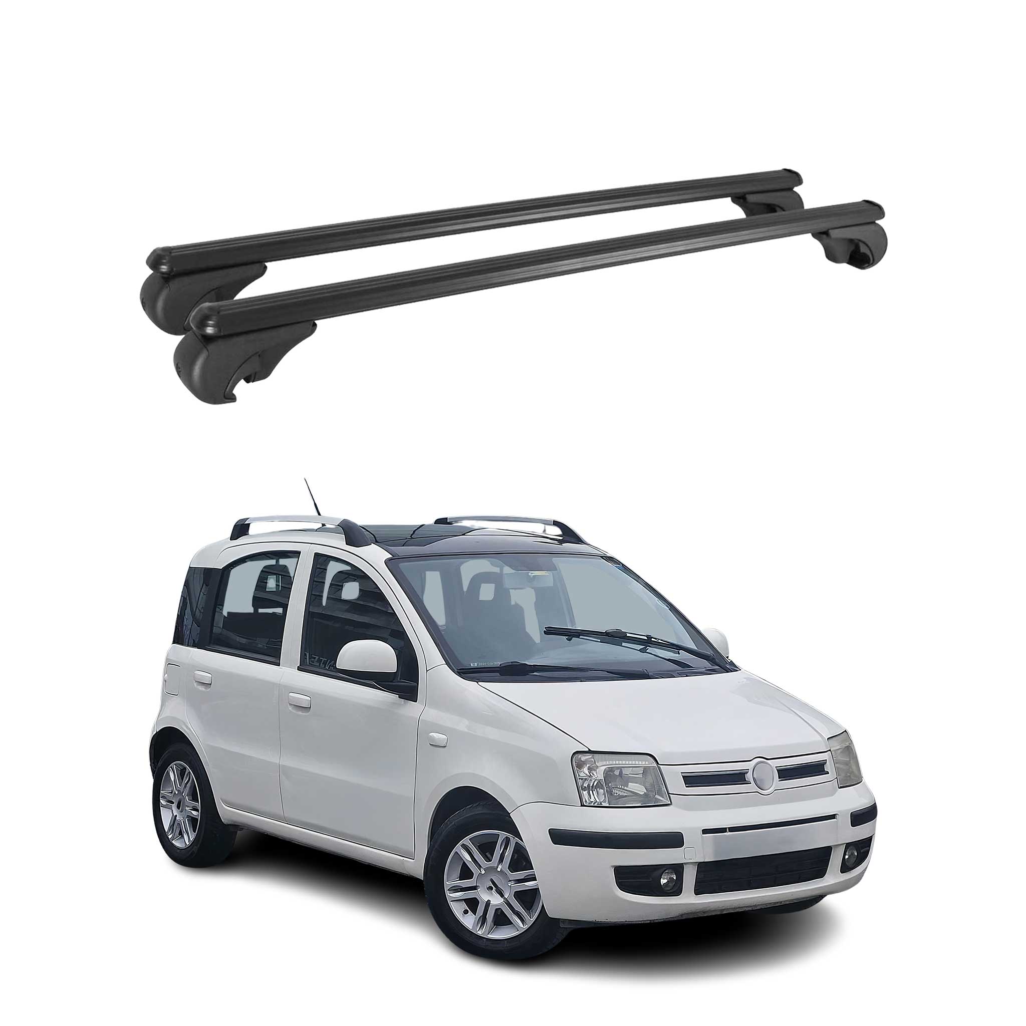 Dachträger Grundtäger für Fiat Panda Classic 2011-2013 75kg Alu Schwarz 2 tlg