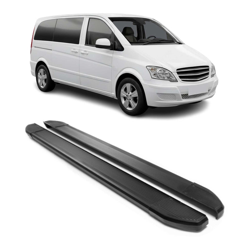 Alu Schweller Trittbretter für Mercedes Vito Viano W639 2003-2014 L1 Schwarz