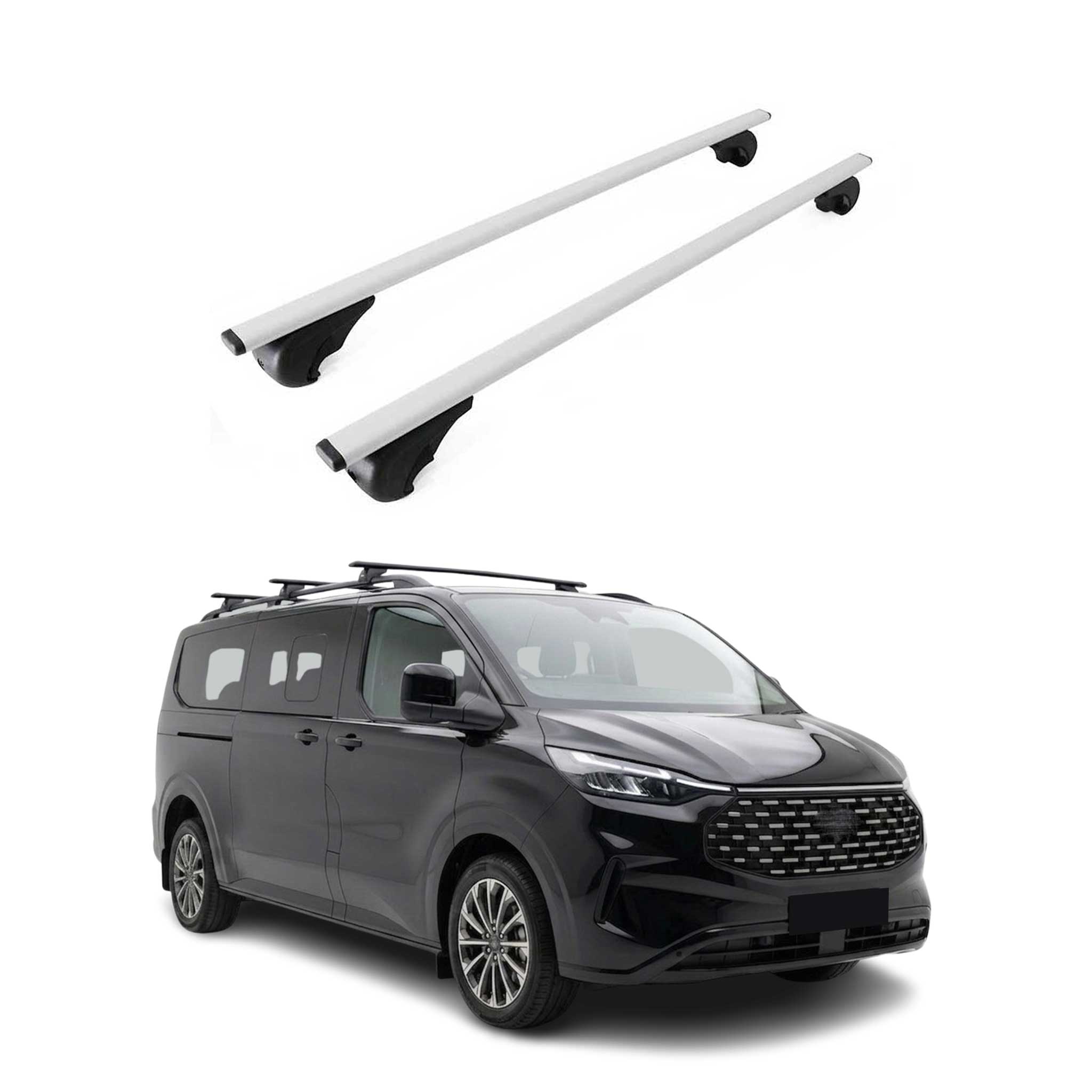 Dachträger Grundträger für Ford Tourneo Custom II 2023-2026 Metall Silber 2tlg