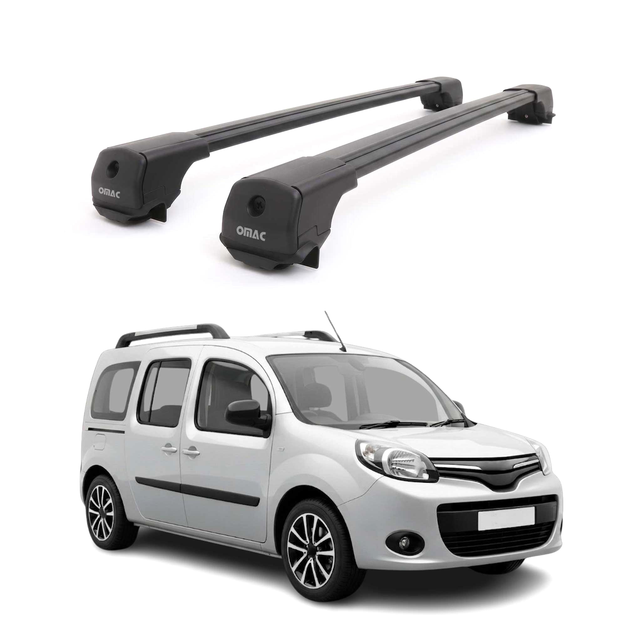 Dachträger für Renault Kangoo III Maxi 2022-2026 Aluminium 75kg Schwarz 2tlg