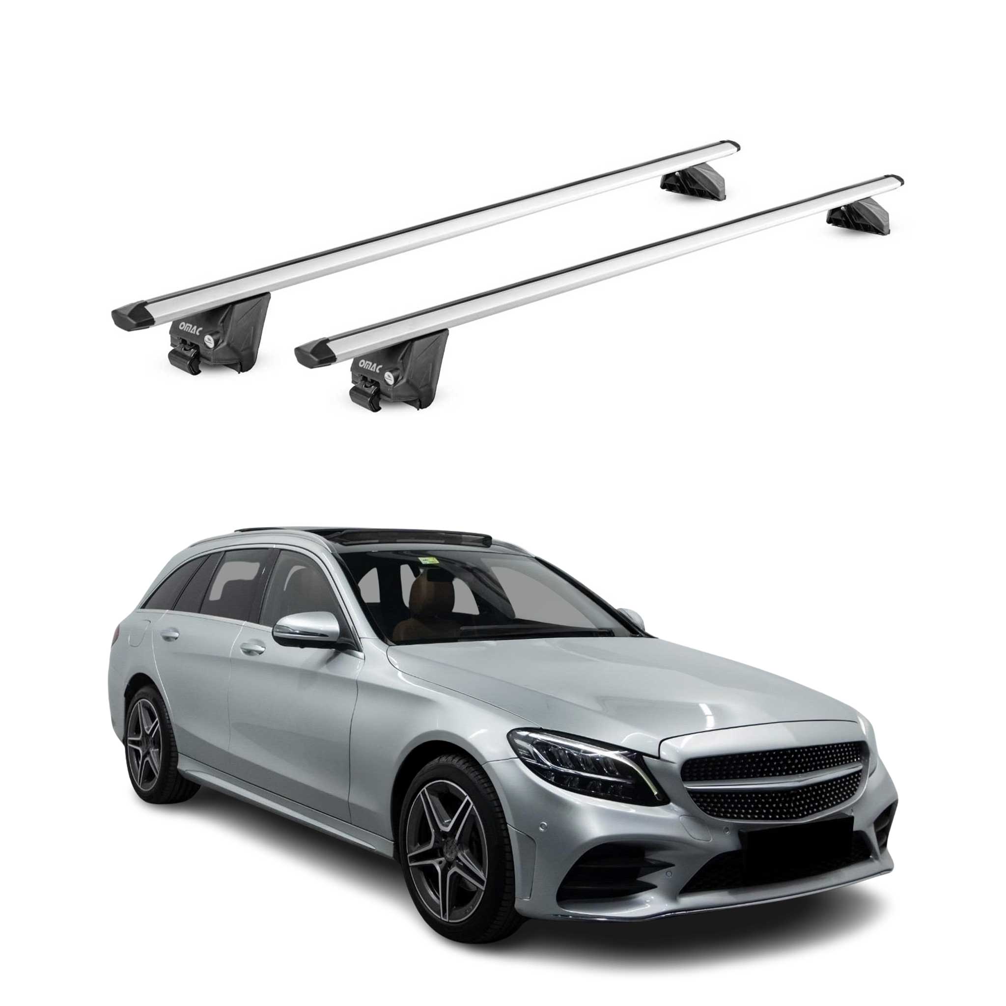 Dachträger für Mercedes C Klasse S205 Kombi 2015-2021 100kg Alu Silber 2tlg ABE