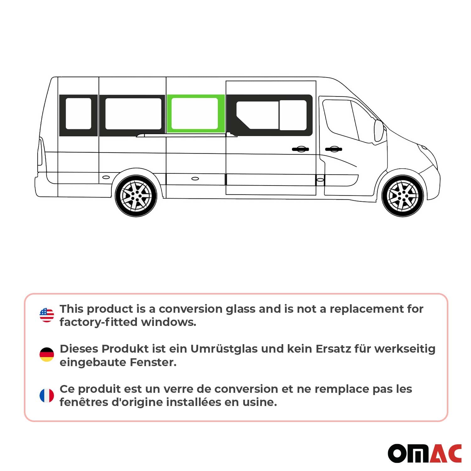 Seitenfenster Auto Fenster für Opel Movano 2010–2021 Rechts Schiebetür L3 L4