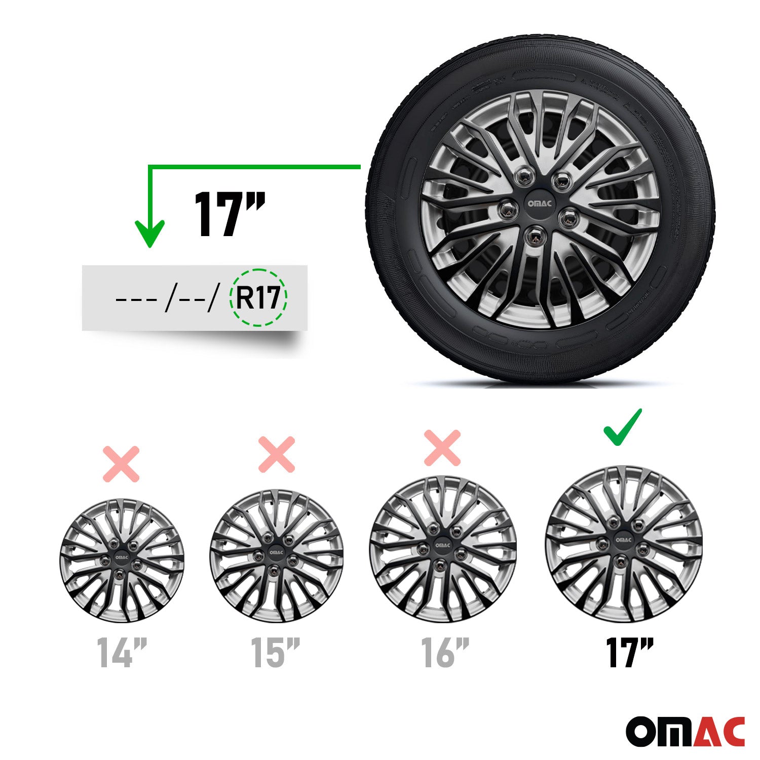 17 Zoll Radkappen Universal Radzierblenden Grau-Schwarz Matte 4 Stück Radblenden