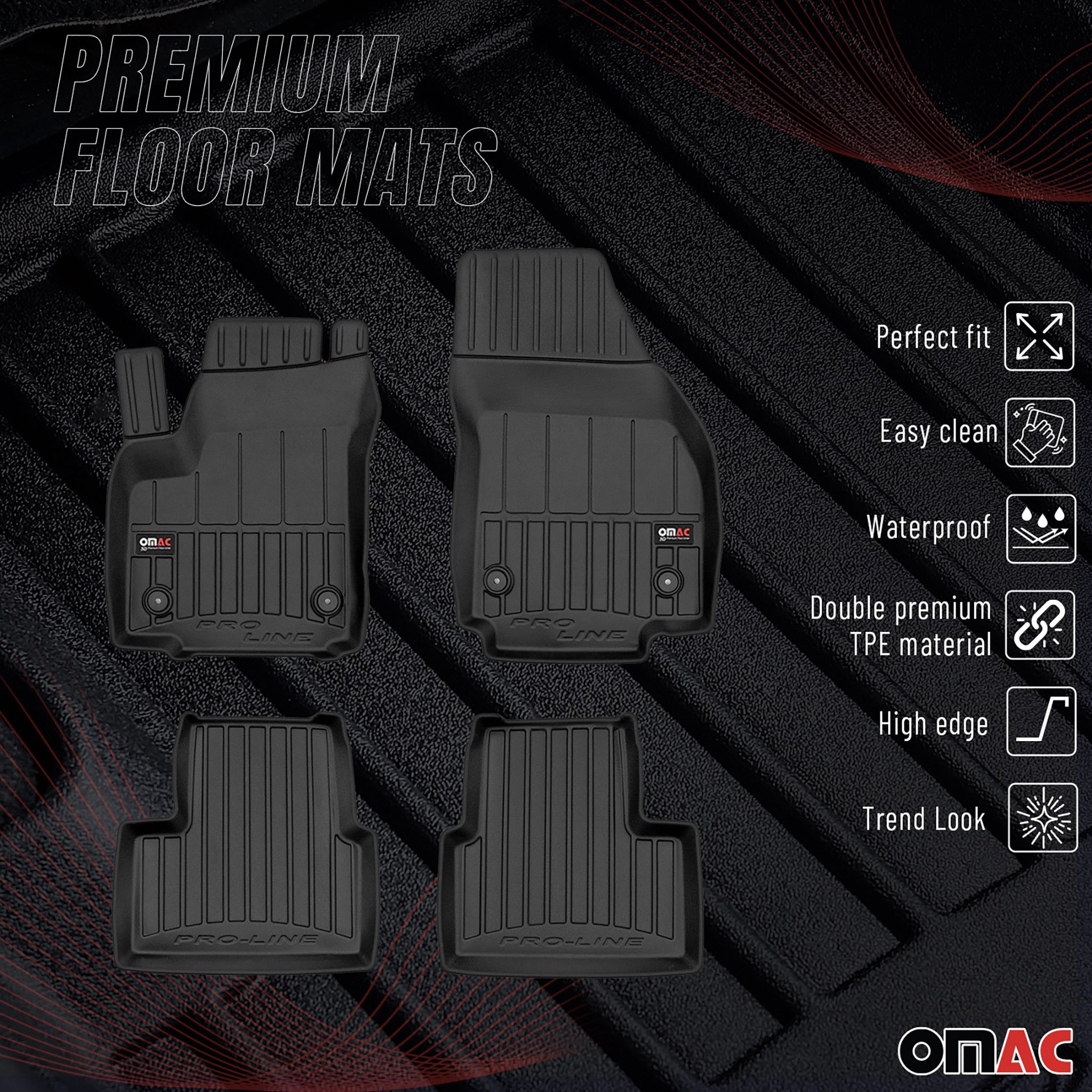 OMAC Gummi Fußmatten für Opel Meriva B 2010-2017 Premium TPE Automatten 4tlg
