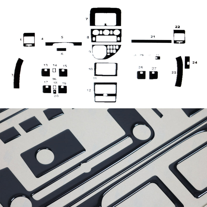 Innenraum Dekor Cockpit für Mercedes Vito 638 112CDI 1996-2003 Schwarz Optik 30x