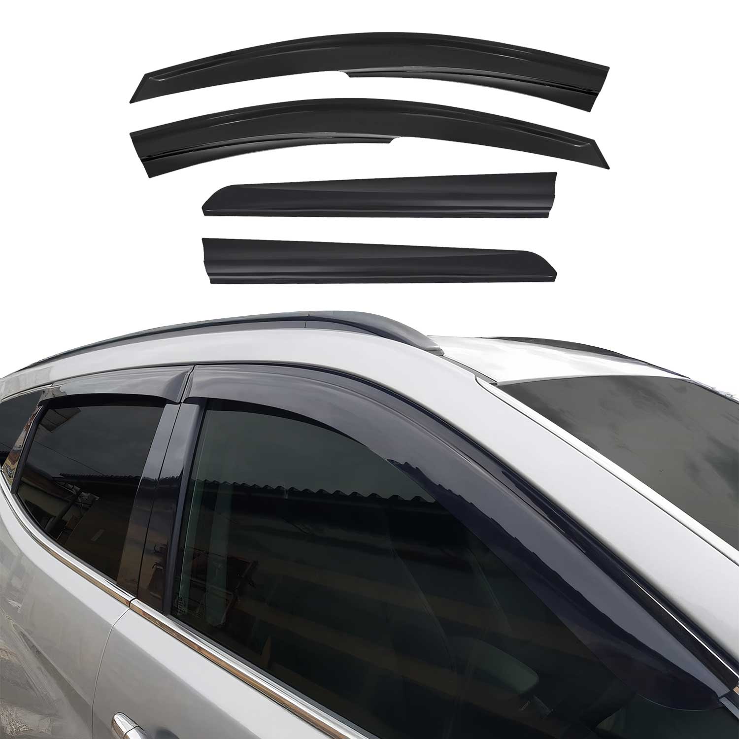 4x Windabweiser Regenabweiser für Dacia Duster 2010-2017 Acryl Dunkel