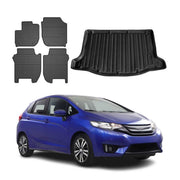 Fußmatten & Kofferraumwanne Set für Honda Jazz 2015-2020 Gummi TPE Schwarz 5x