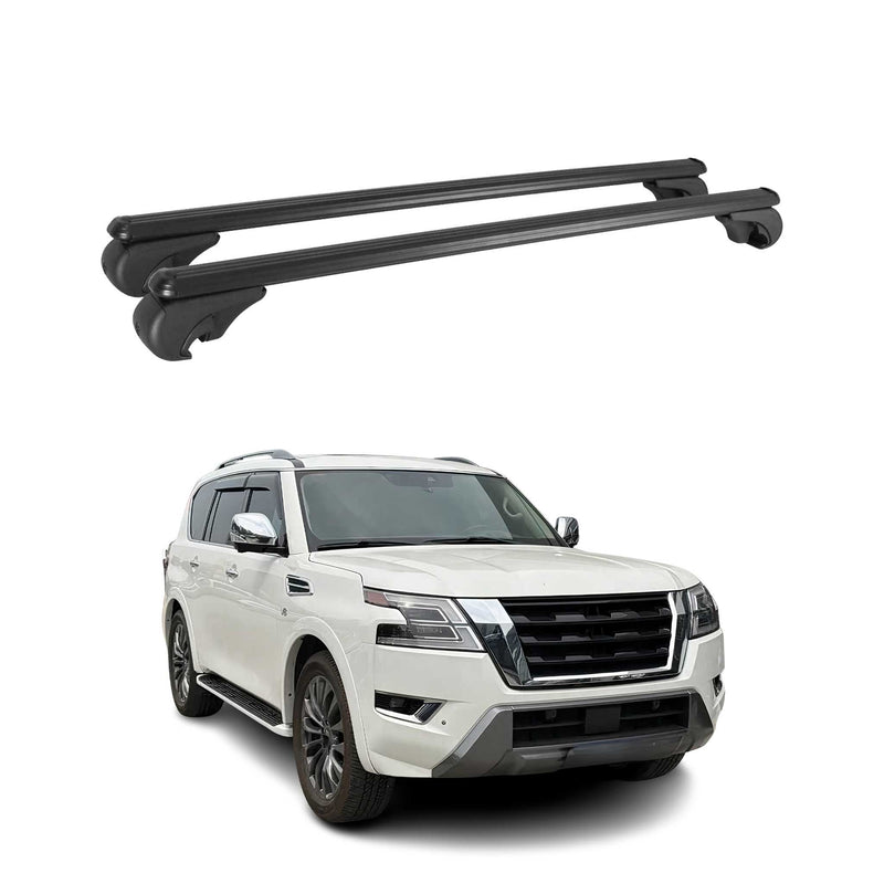 Dachträger Grundtäger für Nissan Patrol 2010-2024 75kg Aluminium Schwarz 2 tlg