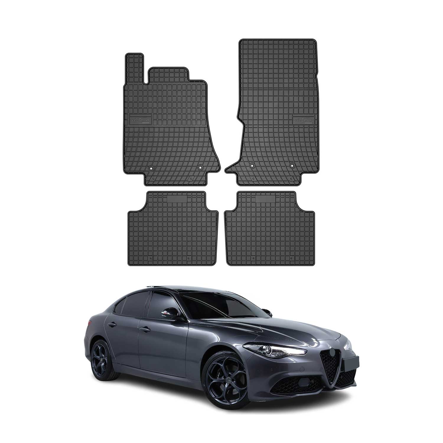 OMAC Gummi Fußmatten für Alfa Romeo Giulia 2015-2026 Automatten Gummi Schwarz 4x