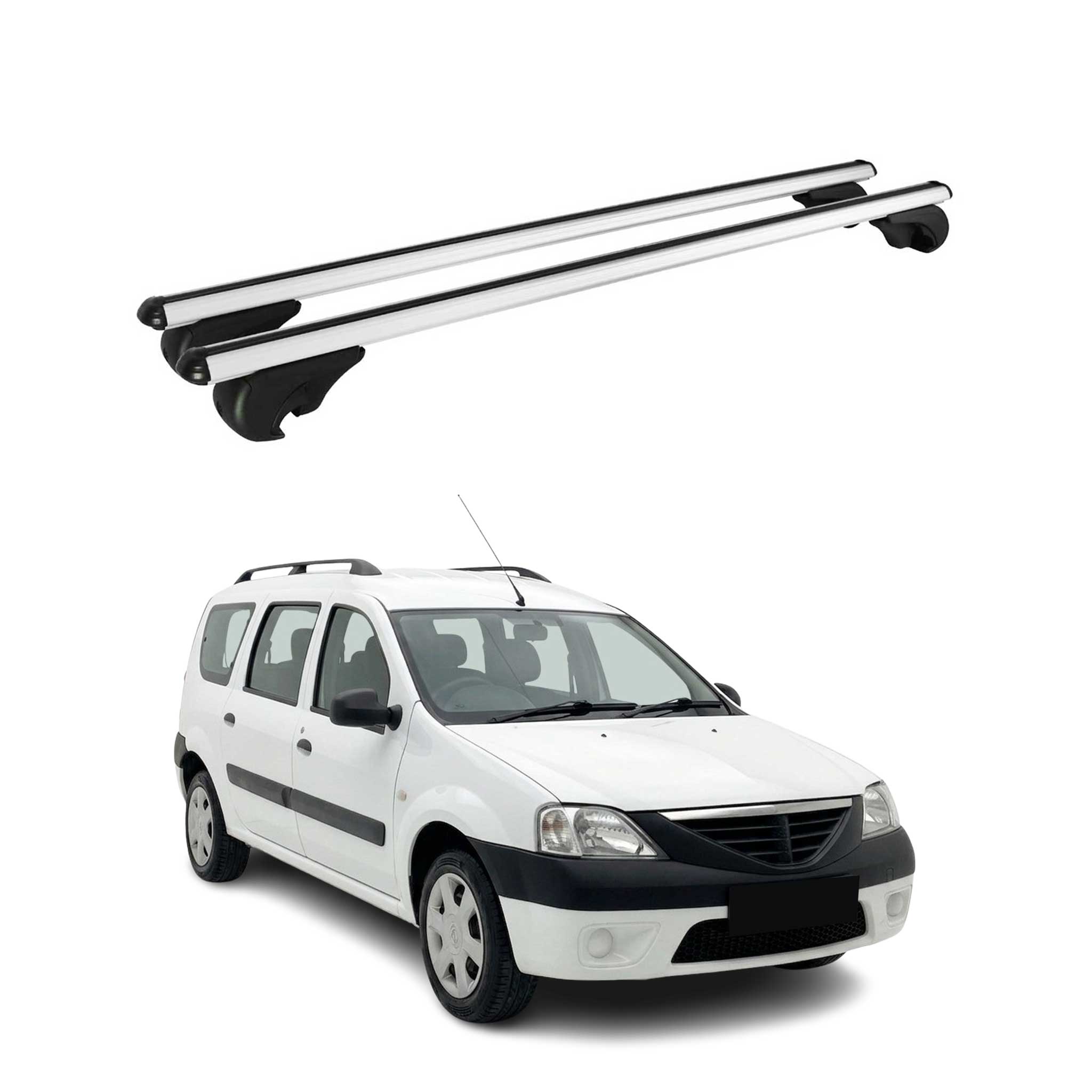 Dachträger Grundträger für Dacia Logan MCV I 2006-2013 TÜV Aluminium Silber 2tlg