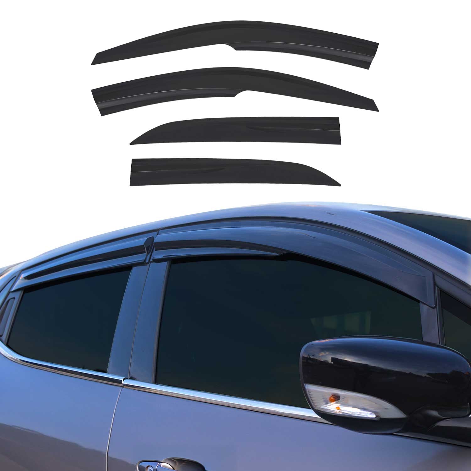 4x Windabweiser Regenabweiser für Hyundai i20 2014-2020 Schrägheck Acryl Dunkel