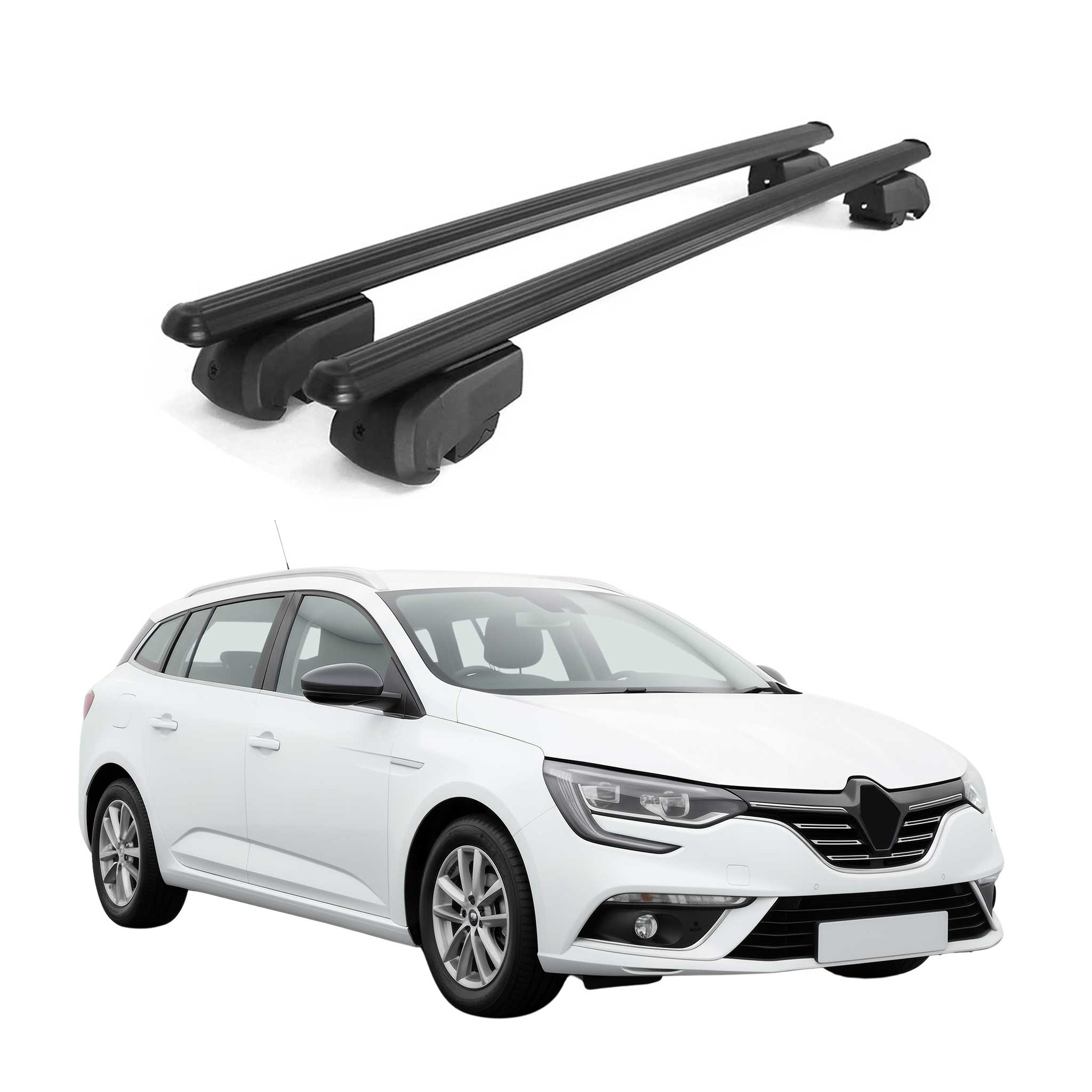 Dachträger Grundtäger für Renault Megane mk4 Grandtour 2016-2022 Alu Schwarz 2x