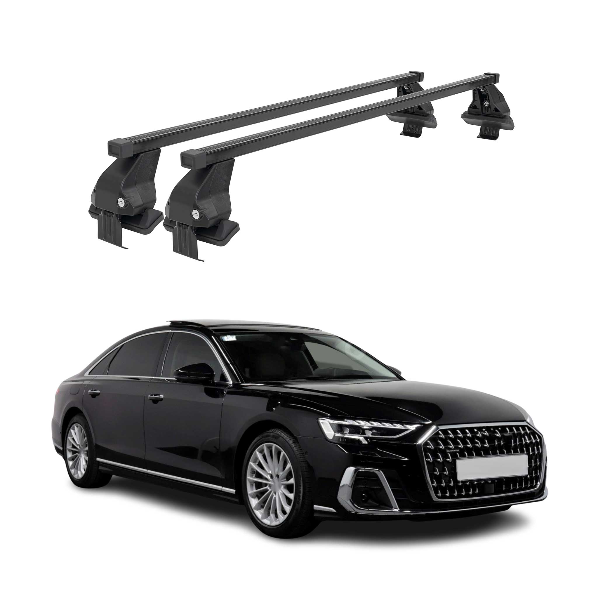 Menabo Dachträger Grundtäger für Audi A8 Limo 2018-2026 50kg Stahl Schwarz 2 tlg