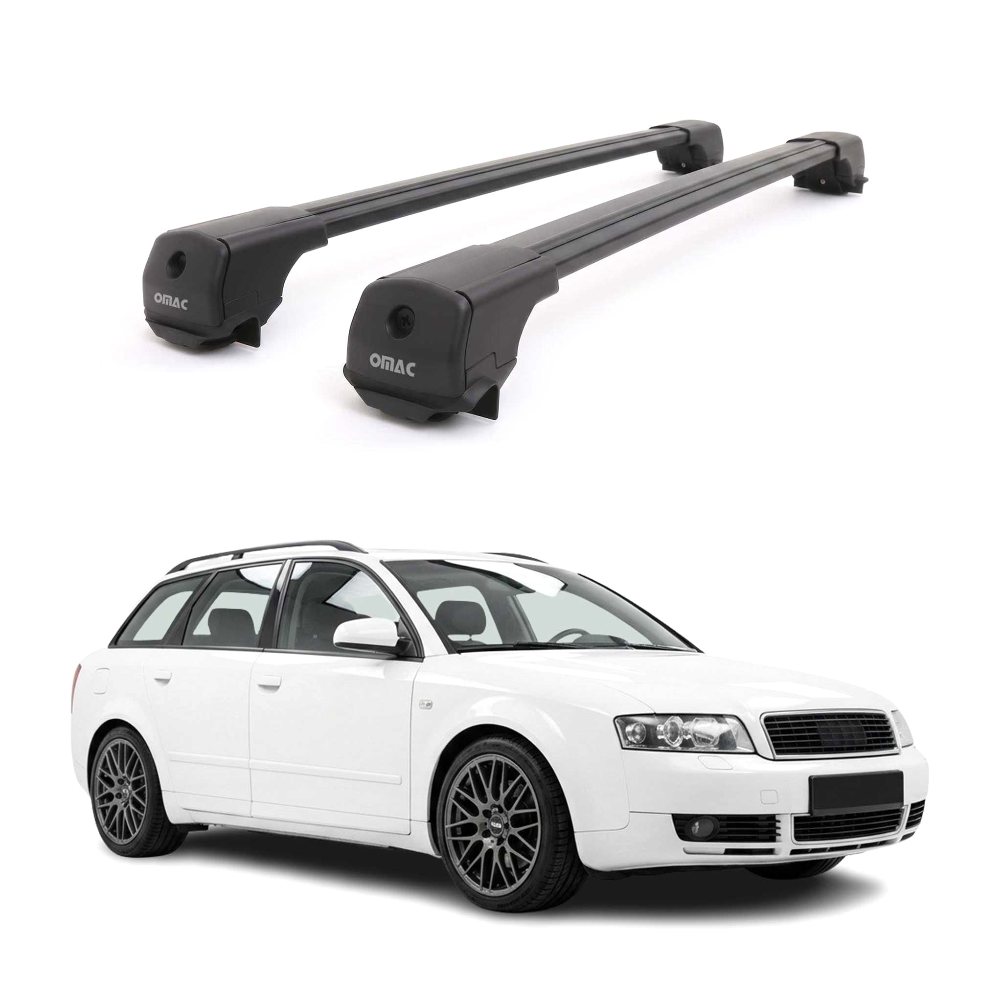 Dachträger Grundträger für Audi A4 B6 B7 Avant 2001-2008 Aluminium Schwarz 2tlg