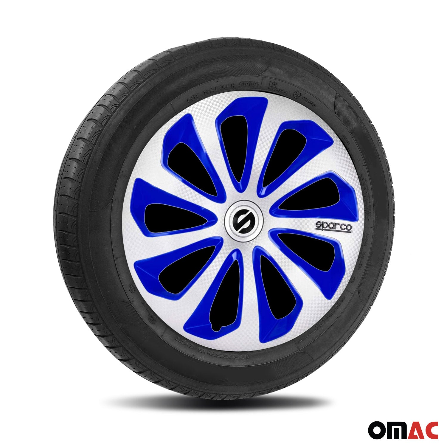 Radkappen Radzierblenden Sparco Sicilia 14" Zoll Abdeckung Silber Blau Carbon 4x